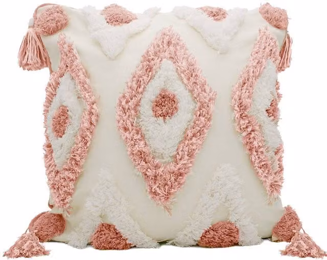 Intimates Oslo Tufted Square Filled Cushion in Pink, W/D/H: 43 x 43 x 43 cm