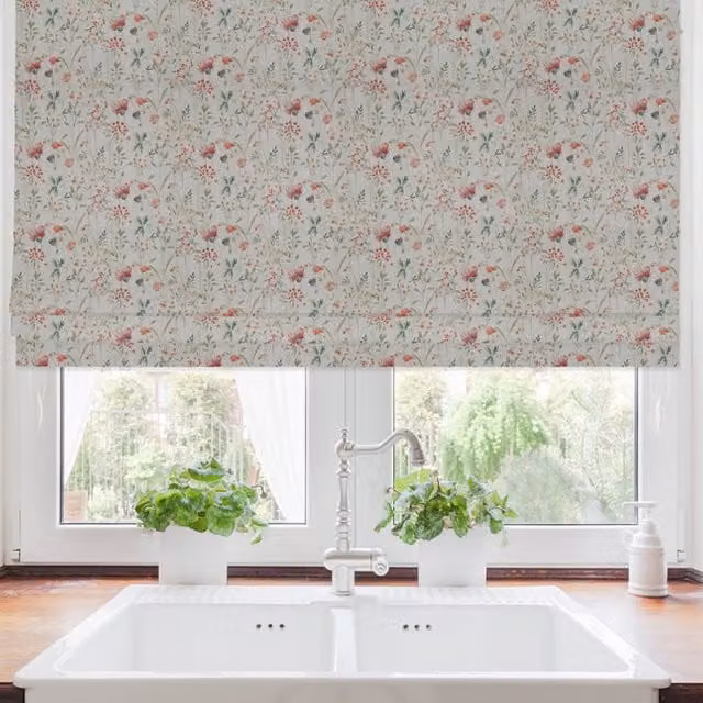 Terrys Sicily Made to Measure Blackout Roman Blind in Multicolour Floral Autumn Design