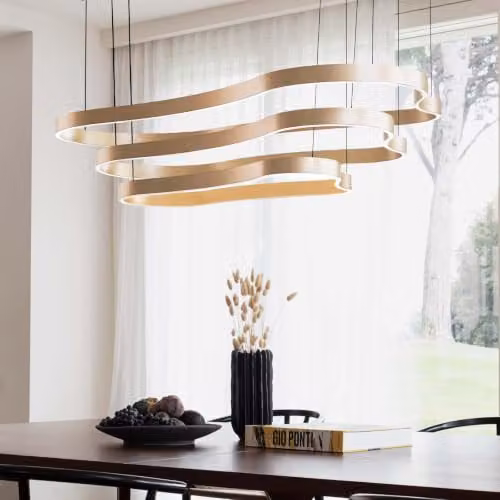 Netlighting Waves 94cm Integrated LED Suspended Pendant Ceiling Light in White, 3000K Warm White – 2