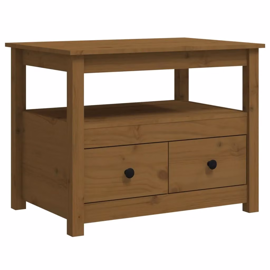 Berkfield Home Rustic Solid Wood Pine Coffee Table in Honey Brown, W: 71 cm, D: 49 cm, H: 55 cm – 2