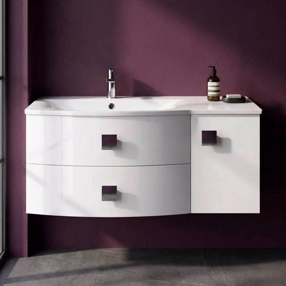 Balterley Gentleshaw Left-Hand 1 Door 2 Drawer Vanity Basin Unit, White, W: 100 cm – 4