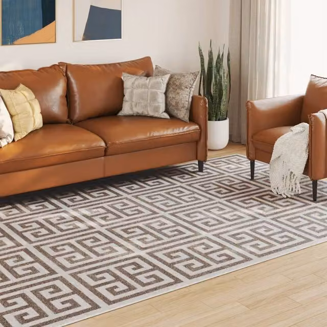 Berkfield Home Multicolour and Brown Geometric Indoor and Outdoor Short Pile Rug, W/D/H: 190 x 300 cm – 1