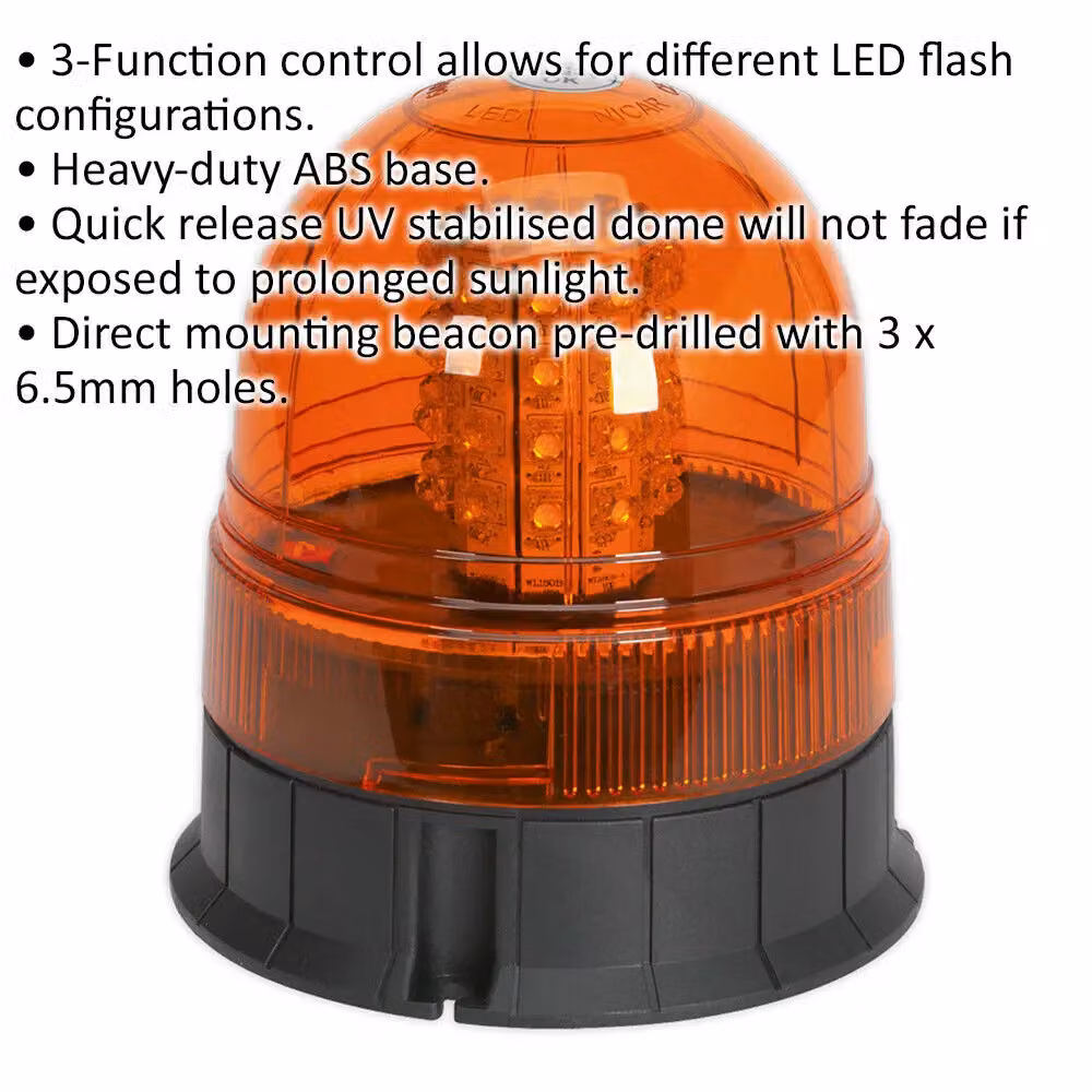 Loops Amber LED Rotating Hazard Beacon Light with 3x Bolt Roof Fixing Points – 2
