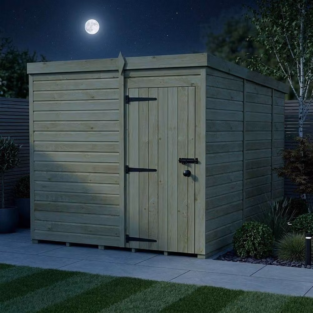 Buttercup Farm Pent Garden Shed in Brown Timber with Single Door and No Windows, W/D/H: 304.8 x 213.0 x 210.0 cm – 3