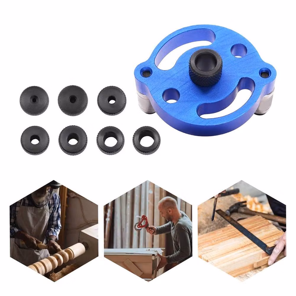 EONLION Self-Centering Drill Guide Set and Dowel Drill Guide in Blue with Stainless Steel Bit Holder – 2