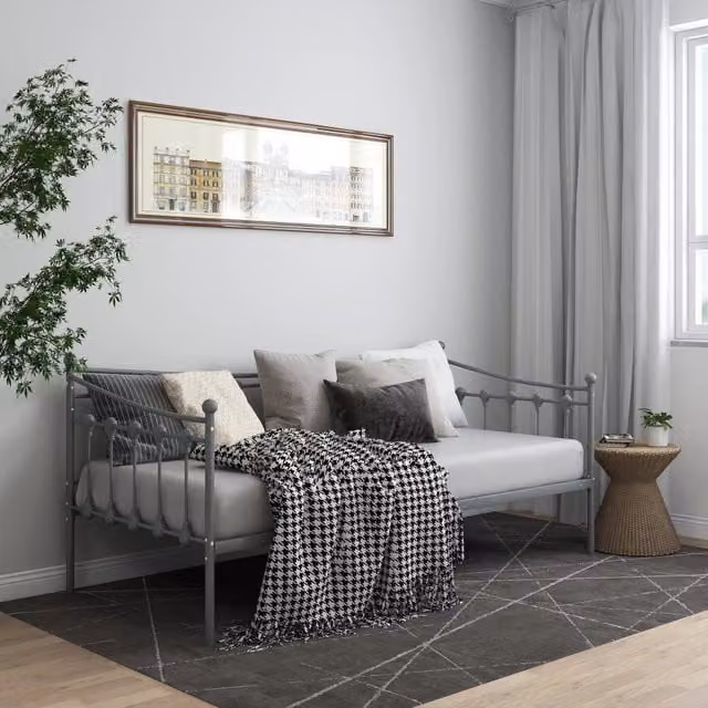 Berkfield Home Grey Metal Sofa Bed Frame W/D/H: 90 x 200 cm