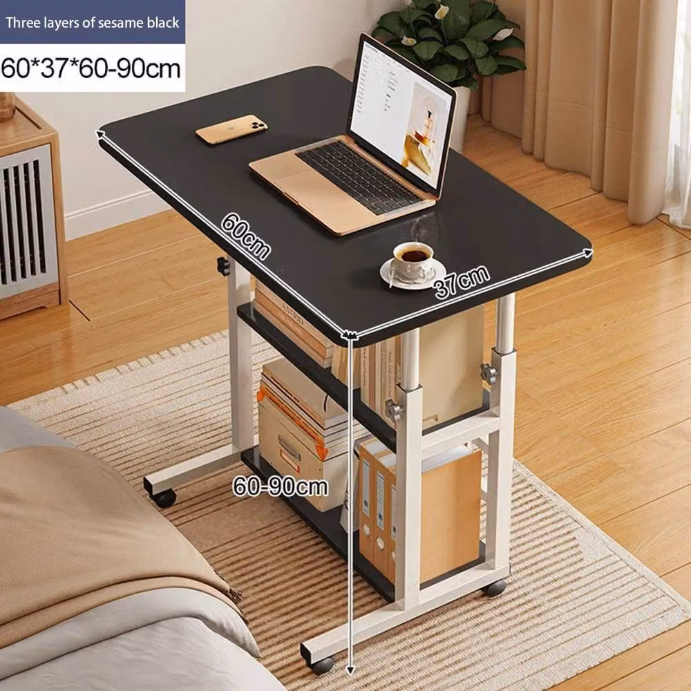 FORGEVIO 3 Tier Height Adjustable Mobile Laptop Table in Black – 3