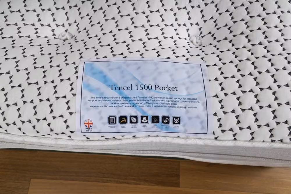 UK Bed Furniture Tencel 1500 Pocket Mattress in White, W/D/H: 120 x 200 cm – 3
