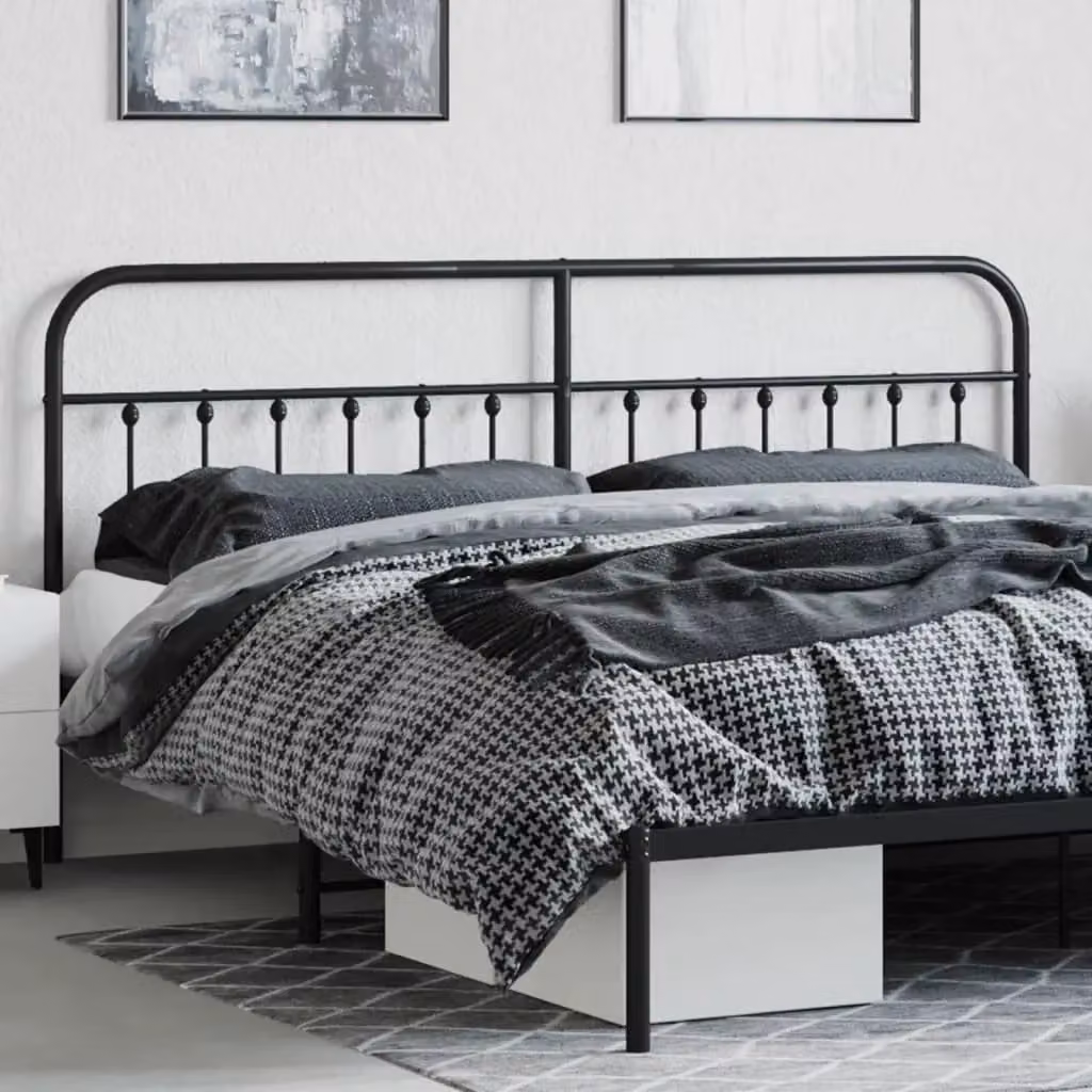 Berkfield Home Classic Metal Headboard in Black, 200 cm – 3
