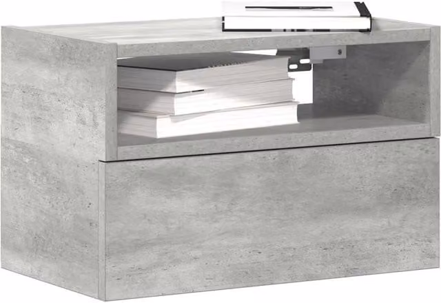 Berkfield Home Wall-mounted Bedside Cabinets, 2 Pack, Concrete Grey, W: 45 cm, D: 26 cm, H: 28.5 cm