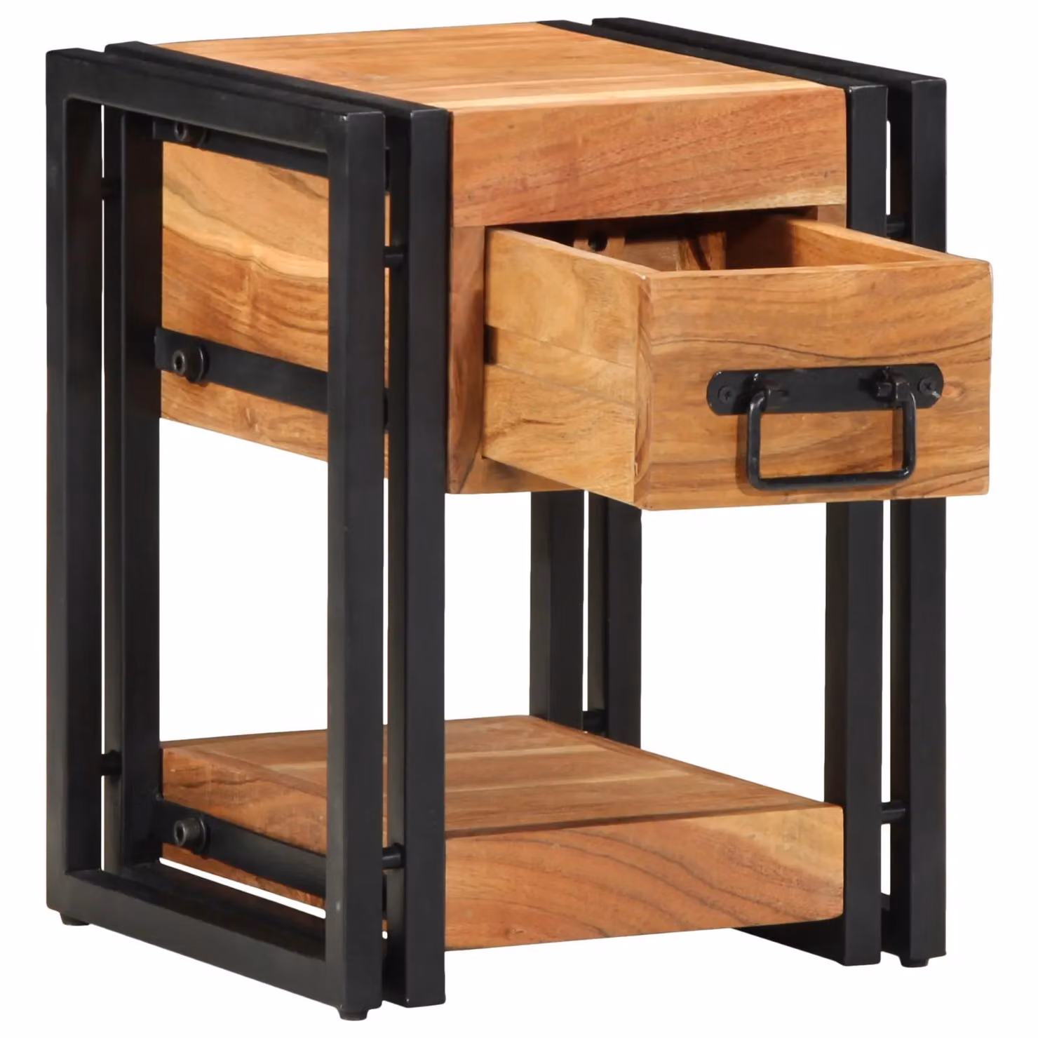Berkfield Home Modern Solid Acacia Wood Nightstand in Brown, W/D/H: 30 x 30 x 40 cm – 2