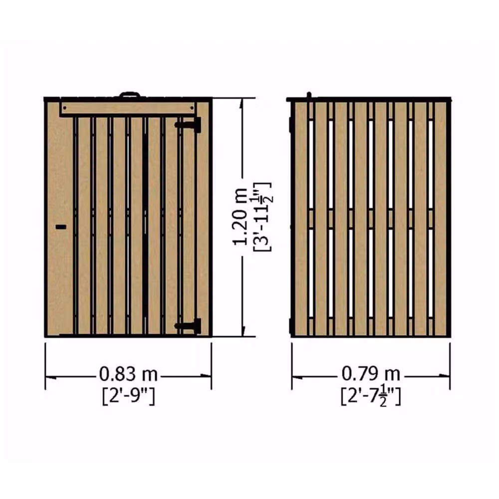 Shires Wheelie Dip Treated Single Bin Store in Brown, W: 83 cm, D: 79 cm, H: 120 cm – 2