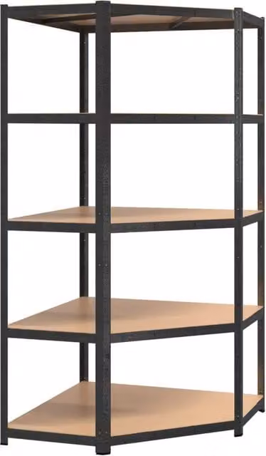 Berkfield Home 5-Layer Heavy-duty Corner Shelf in Grey Steel and Engineered Wood – 1