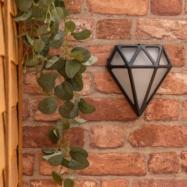 ValueLights Diamond Black and Chrome LED Bathroom and Garden Wall Light