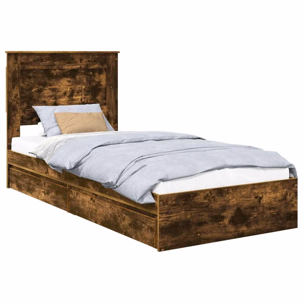 Berkfield Home Modern Storage Bed with Drawers in Smoked Oak Brown, W/D/H: 90 x 200 cm – 2