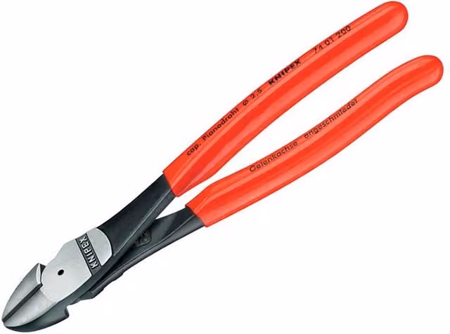 Knipex High Leverage Diagonal Side Cutters with Red PVC Grips, 250 mm