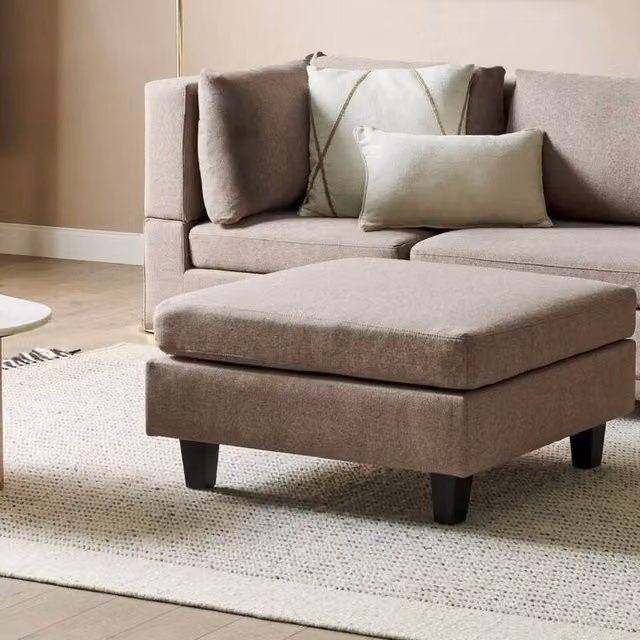 Wyld and Coco Brown Polyester Ottoman Square Footstool