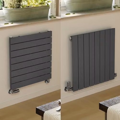 Terma Steel Wall Mounted Radiator in Anthracite Grey, H 60.0 cm x W 58.8 cm – 1