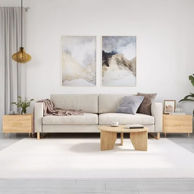 Berkfield Home Set of 2 Sonoma Oak Coffee Tables in Brown, W/D/H: 50 x 50 x 40 cm