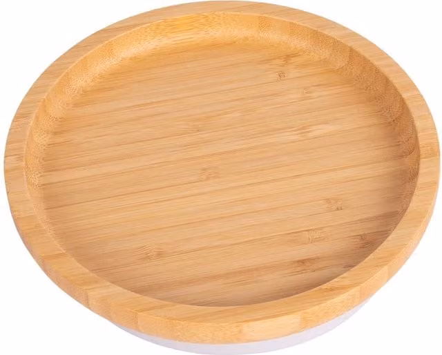 Tiny Dining Round Bamboo Baby Suction Bowl in White