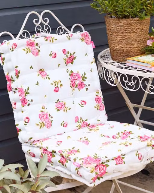 Dibor Set of 2 Vintage Pink and White Floral Print Indoor Outdoor Chair Seat Pads, W/D/H: 40 x 40 x 40 cm – 1