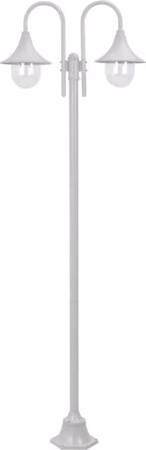 Berkfield 2-Lantern White Aluminium Garden Post Light with E27 Bulb Socket, Height: 220 cm