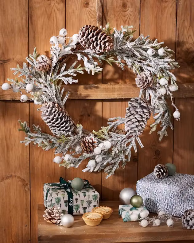 Dibor Giant Snowdrift Christmas Wreath in White, Diameter: 50 cm – 4