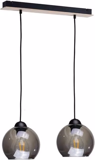 Netlighting Wood Bar Pendant Ceiling Light in Black, 50 cm, 2x E27