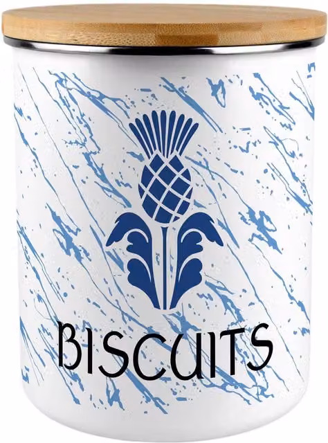 Purely Home Floral Blue and White Metal Biscuit Tin