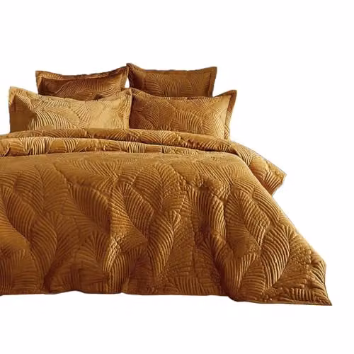 Paoletti Palmeria Quilted Velvet Pillowcase in Gold, W/D/H: 75 x 48 x 48 cm – 1
