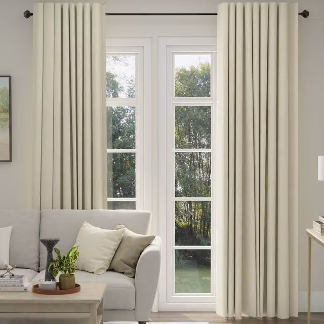 ANTE DECOR Athena Made To Measure Blackout Fabric Curtains in Ivory/Beige