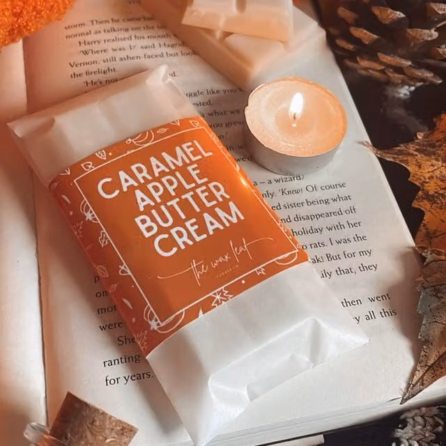 The Wax Leaf Candle Co Caramel Apple Butter Cream Halloween Autumn Wax Melt, Orange