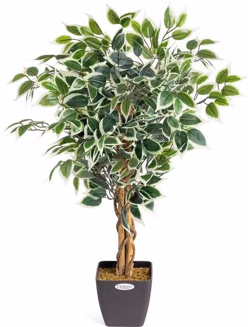 Christow Artificial Green Tree in Wood and Plastic Pot, Height: 90 cm