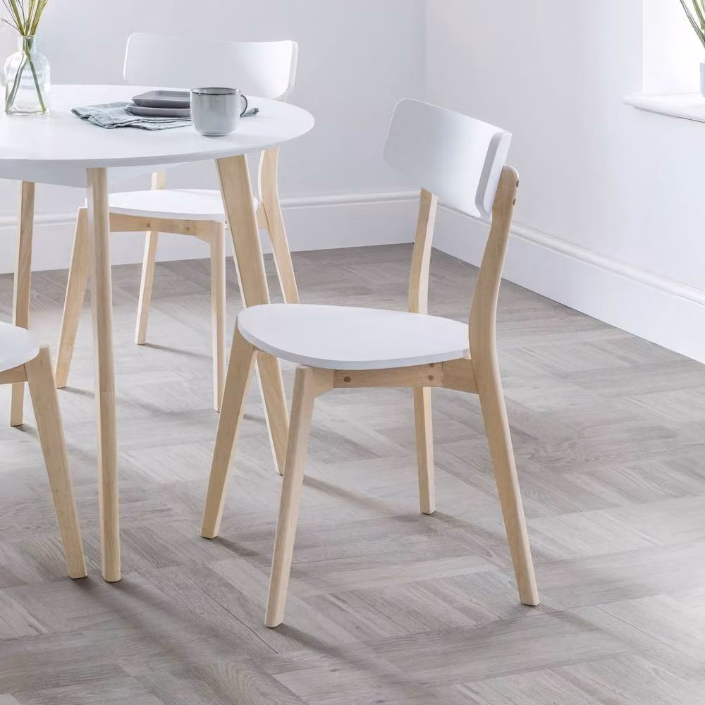 Cheshire Mid-Century White and Oak Wood Dining Chairs, Set of 2 – 2