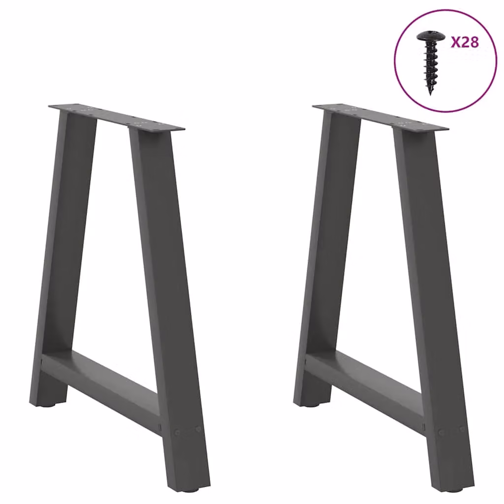 Berkfield Home A-Shaped Steel Coffee Table Legs, 2 Pieces, Anthracite and Black, W: 80 cm, H: 72.5 cm – 2