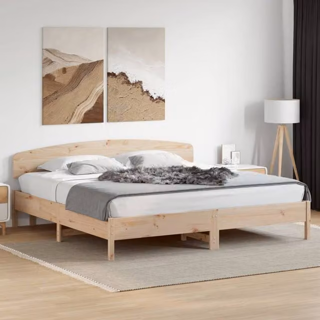 Berkfield Home Solid Wood Pine Headboard in Beige, Width: 180 cm