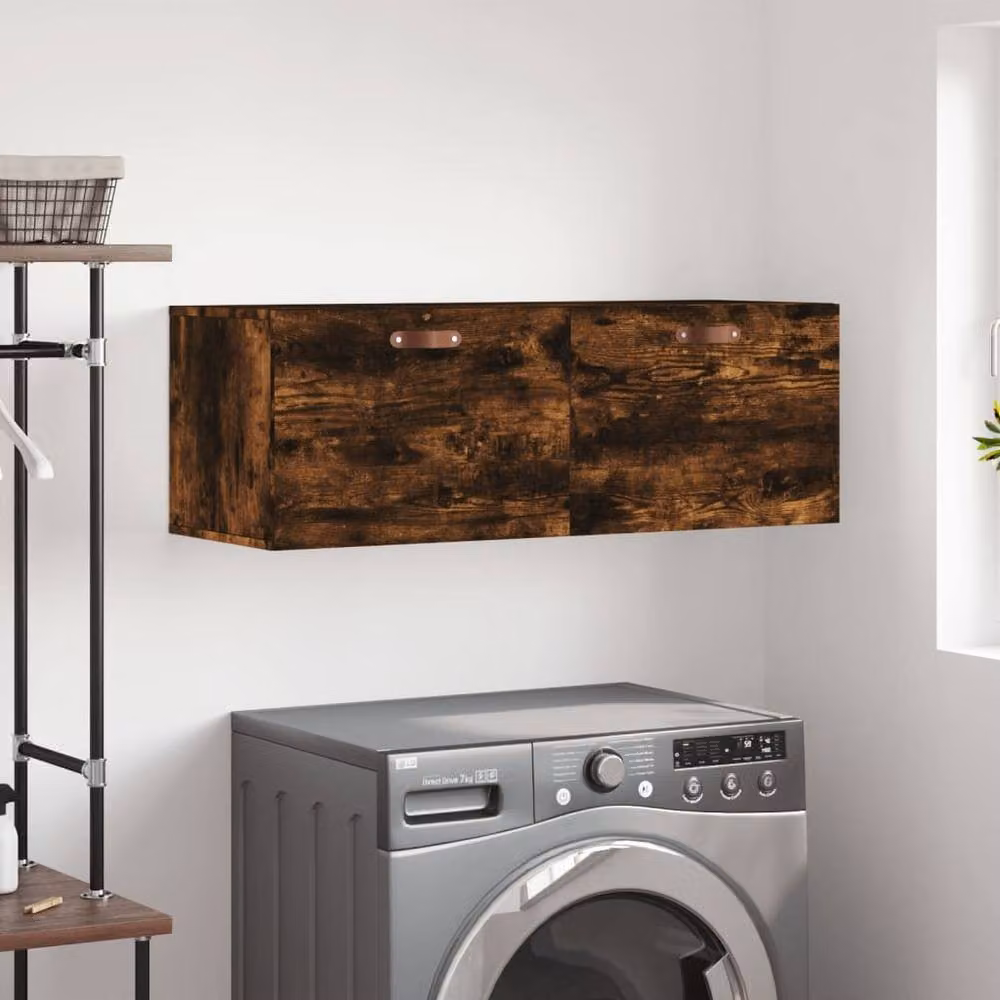 Berkfield Home Wall Mounted Smoked Oak Cabinet in Brown, W/D/H: 100 x 36.5 x 35 cm – 2