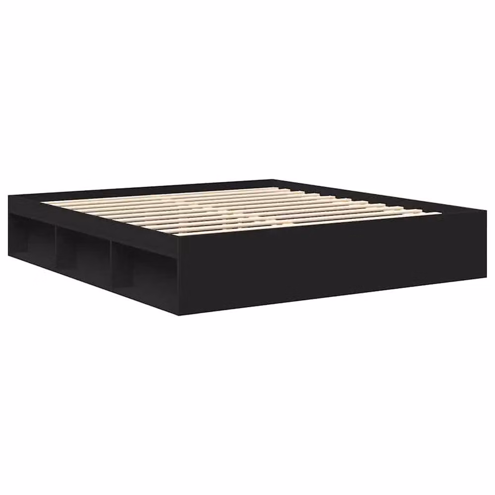 Berkfield Home Modern Black Bed Frame with Side Compartments, W/D/H: 180 x 200 x 35 cm – 3