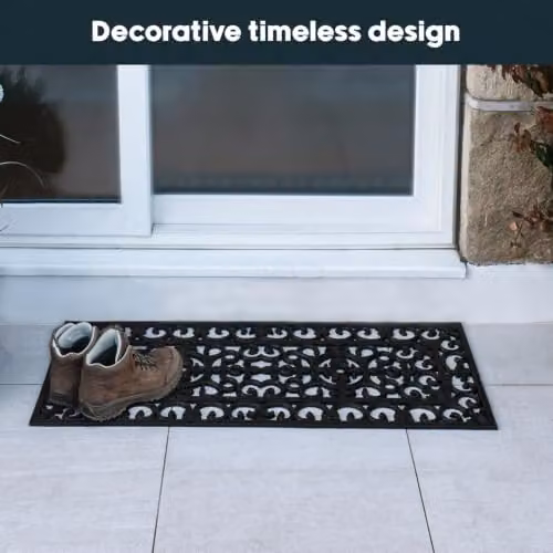 JVL Lexi Wrought Iron Effect Rubber Patio Mat, Black, W/D/H: 120 x 45 x 1 cm – 6