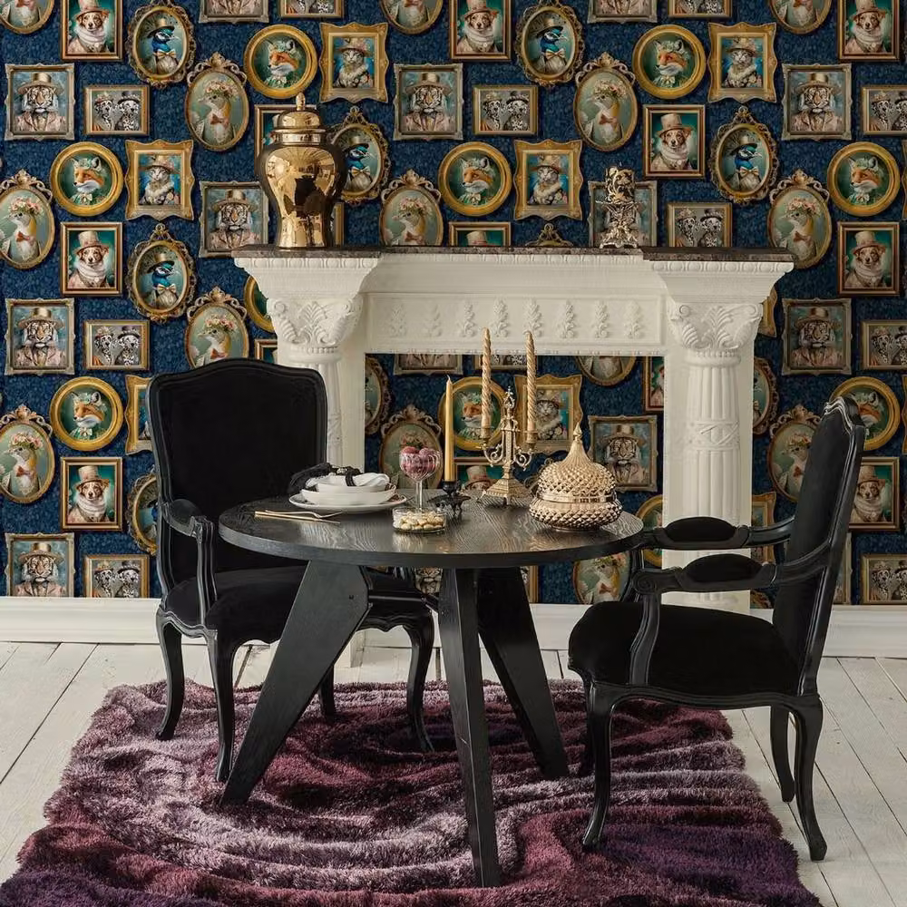 Holden Décor Regal Beasts Animal Print Wallpaper in Mid Navy Blue – 2