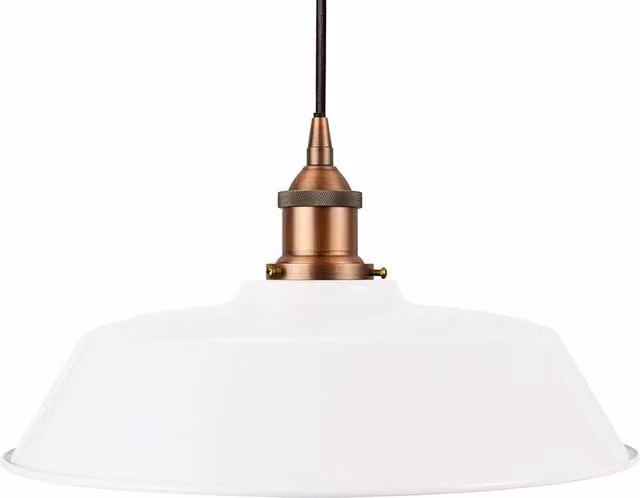 SE Home Chancery Round Pendant Light in White, Black and Matt Antique Copper