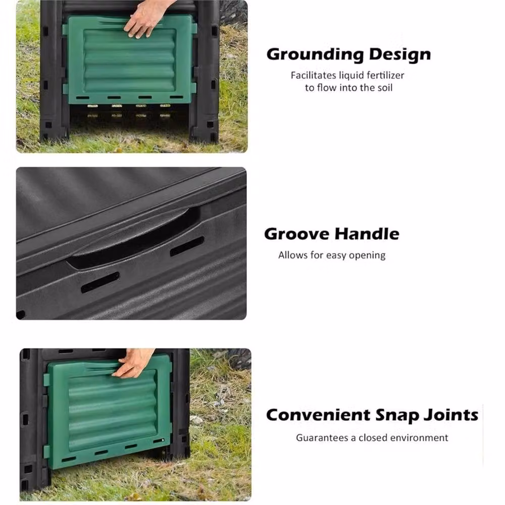 Nordara 300L Rotatable Composter Bin Garden Tidy Storage Bin in Black, W/D/H: 100 x 120 x 15 cm – 5