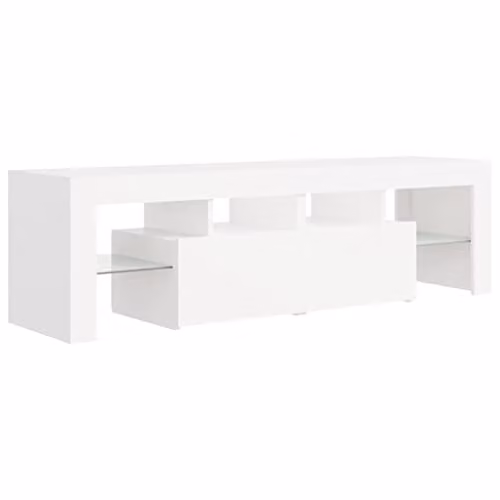 vidaXL Modern Glossy White TV Cabinet with LED Lights W/D/H: 140 x 40 x 35 cm – 1