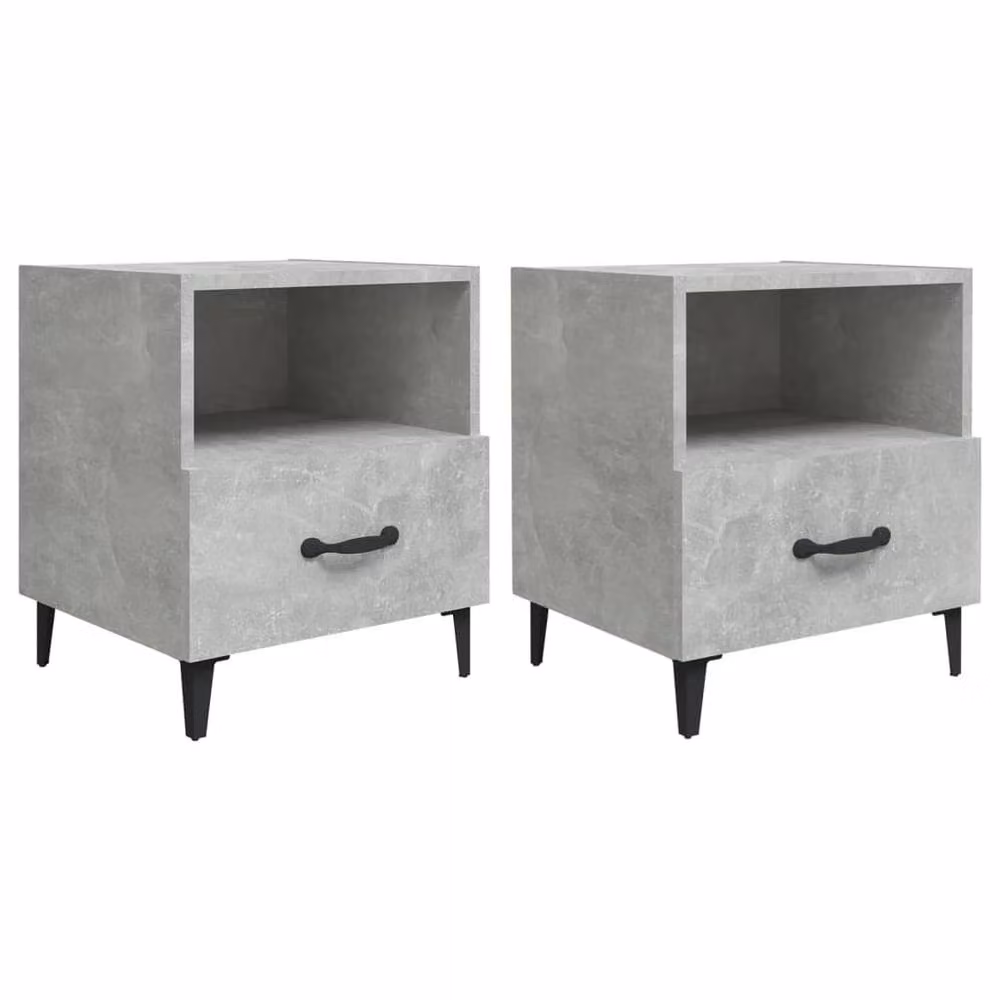 Berkfield Home Elegant Bedside Cabinets, 2 Piece Set in Concrete Grey Engineered Wood – 3