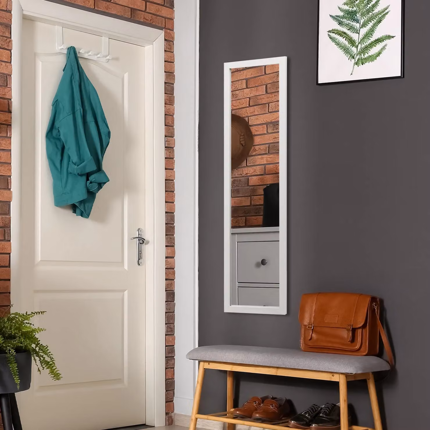 Costway Full Length Over the Door Mirror in White – 2