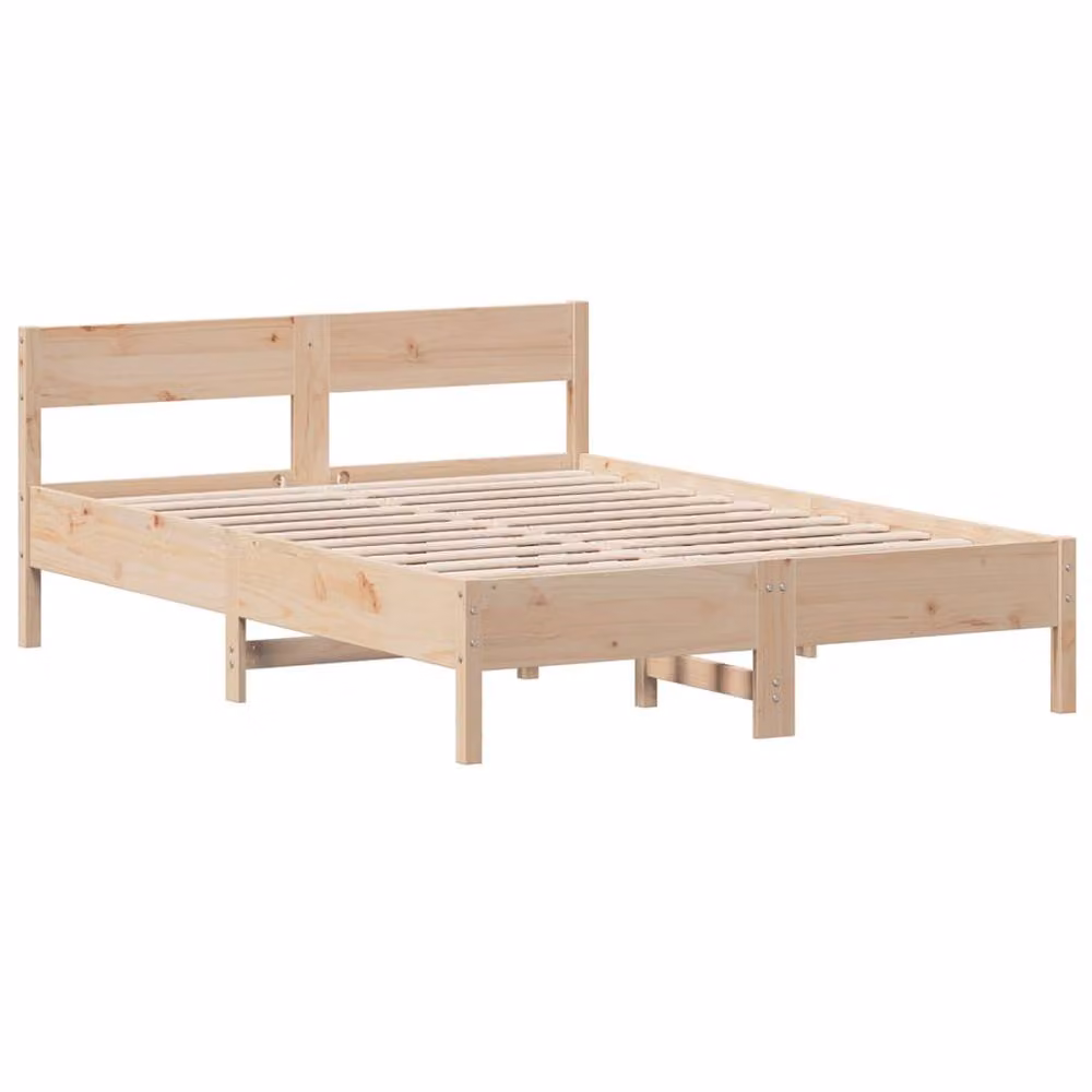 Berkfield Home Solid Wood Pine Bed Frame in Beige, W/D/H: 140 x 200 cm – 3