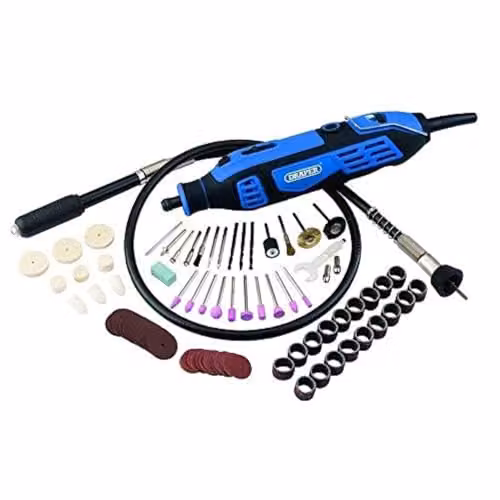 Draper 58300 180W Rotary Multi Tool Kit with 111 Pieces, Blue and Black