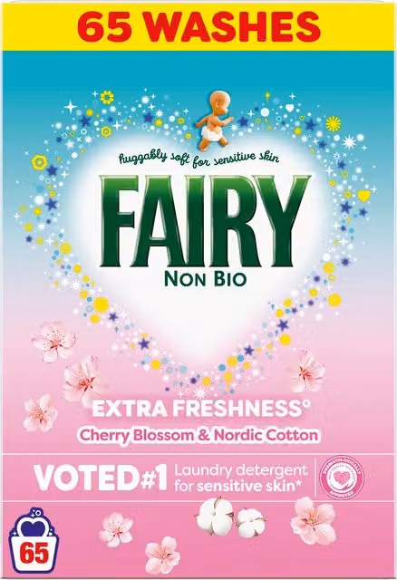 Fairy Non Bio Washing Powder Cherry Blossom and Nordic Cotton Multicolour
