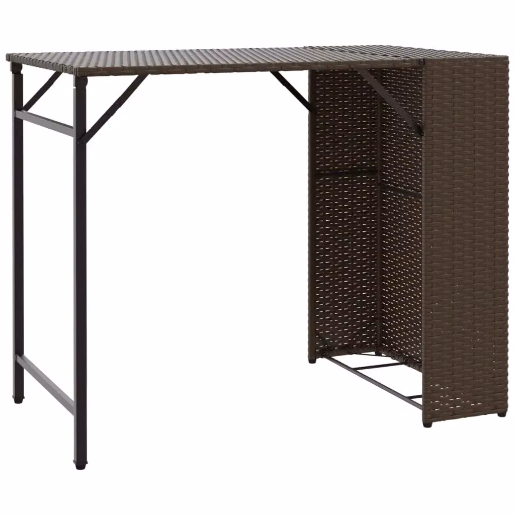 Berkfield Home 5 Piece Brown Poly Rattan Garden Dining Set with Metal Frame – 3