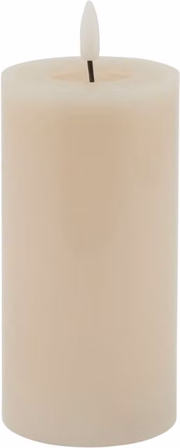 Love Lace Beige Melt Effect LED Wax Pillar Candle Set with Flicker Effect, H 15.24 cm x W 7.62 cm x D 7.62 cm